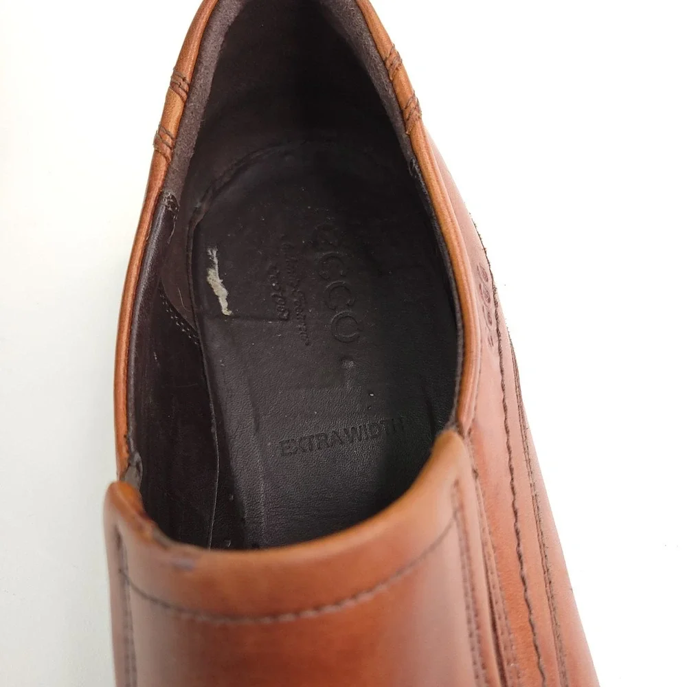 Ecco Shock Point Casual Loafers Mens ‎ EU 46 US 12 Brown Leather Shoes